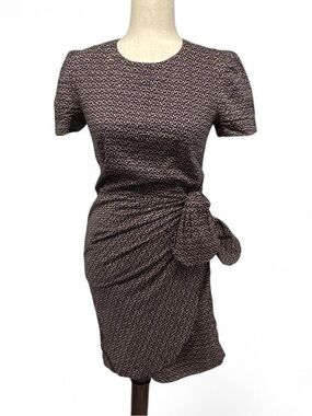 Emily and fin 100% cotton Navy and tan abstract dot print mini dress size XS